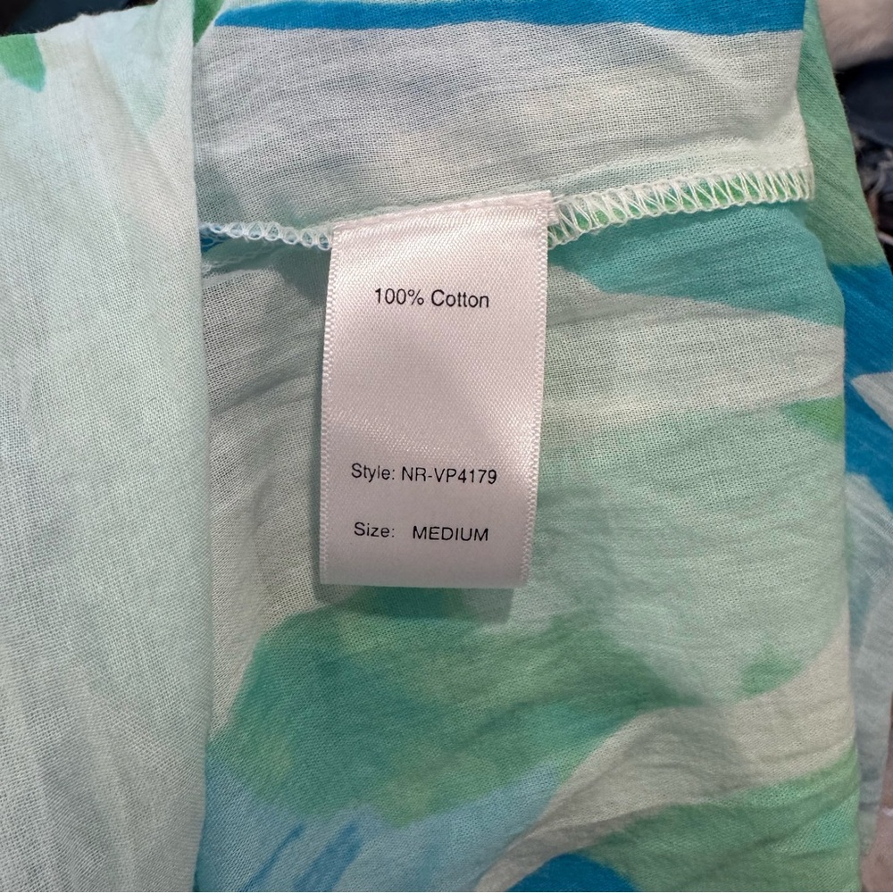 Elan Smocked Midi Cotton Cover-Up Skirt in Azure Amalfi Size Medium 100% Cotton - Picture 5 of 5